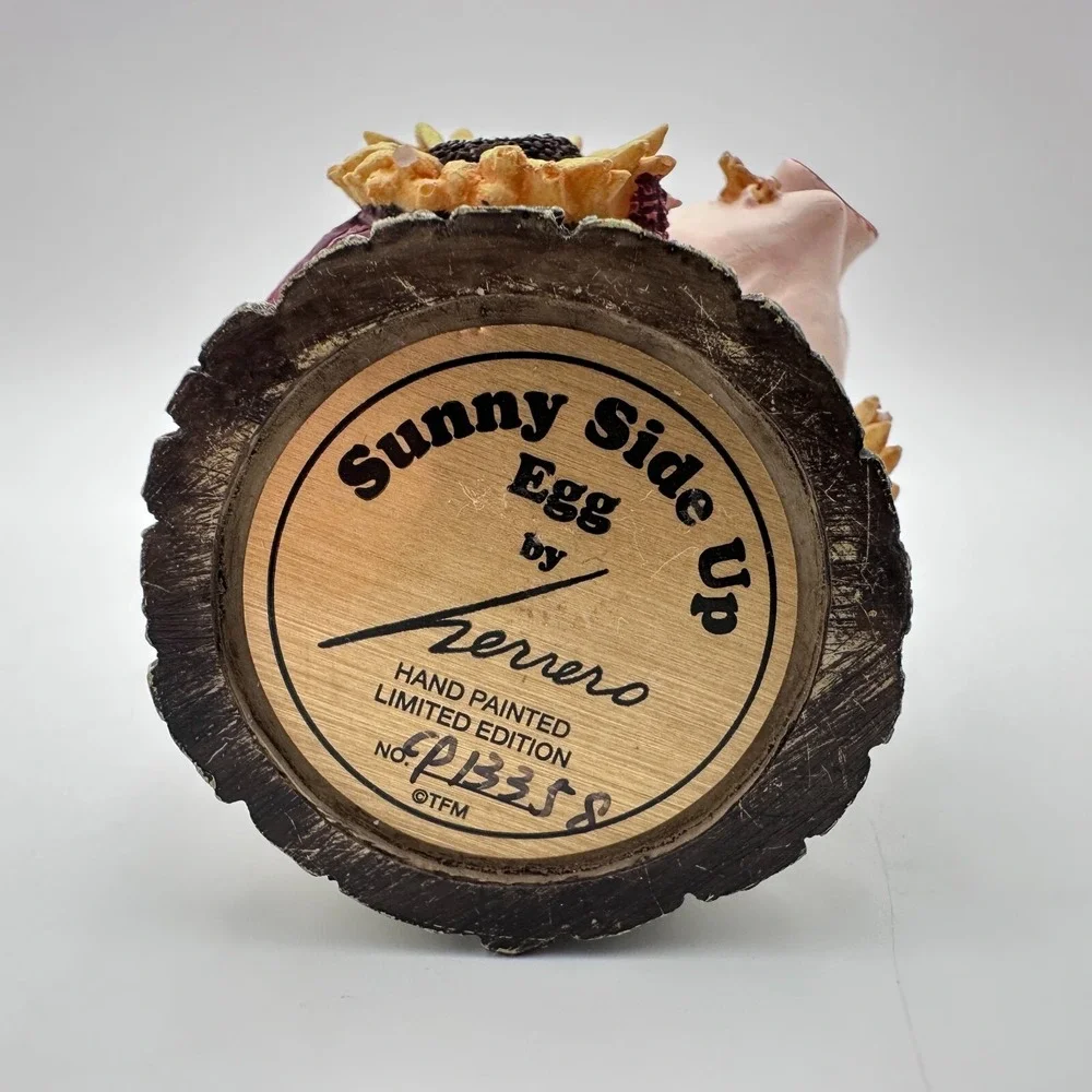 Herrero Sunny Side Up Pig Figurine Hand Painted Limited Edition Farmhouse Decor